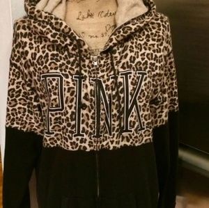 Pink by victoria secret cheetah print zip up
